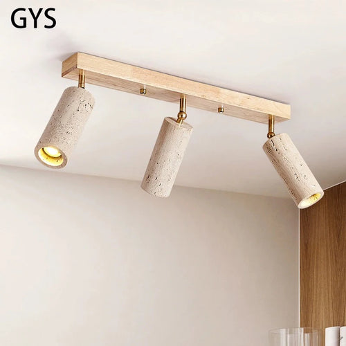 Projecteur Led 3 têtes plafonnier monté en Surface pierre bois Spot lumière longue mur Foco pour salon vestiaire magasin de vêtements