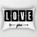 housse de coussin géométrique marbré noir et blanc 30 x 50 cm