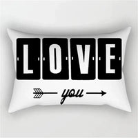 housse de coussin géométrique marbré noir et blanc 30 x 50 cm