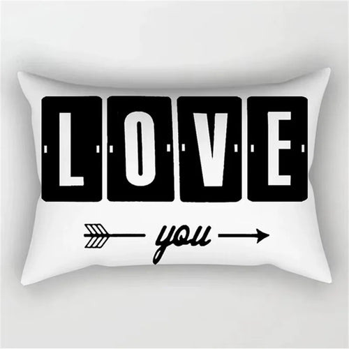 housse de coussin géométrique marbré noir et blanc 30 x 50 cm