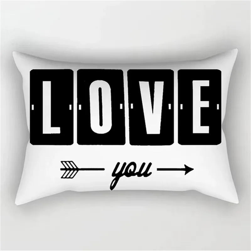housse de coussin géométrique marbré noir et blanc 30 x 50 cm