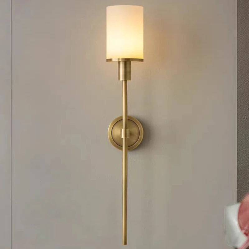 applique murale en marbre naturel avec ampoule en laiton - vue 3 sur 8