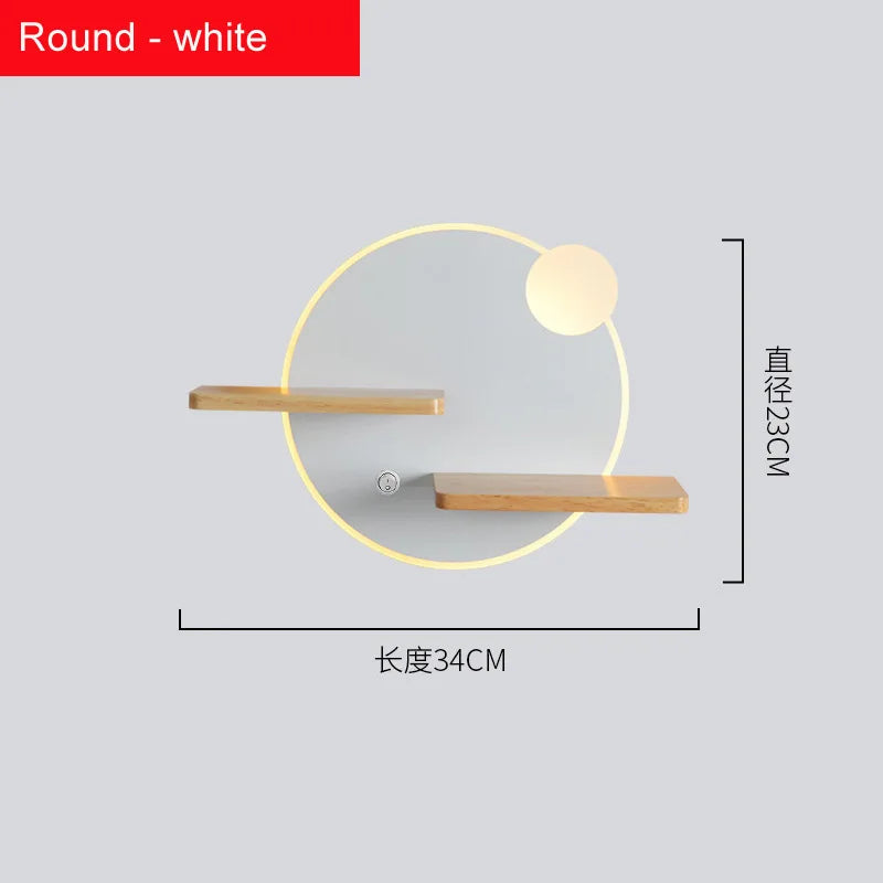 Applique murale led nordique avec étagère et chargeur usb - vue 9 sur 18