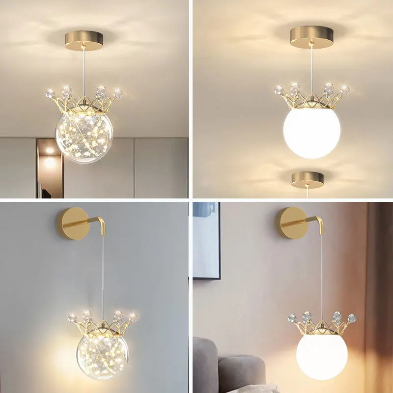 Applique murale suspendue en forme de couronne de cristal - vue 7 sur 10