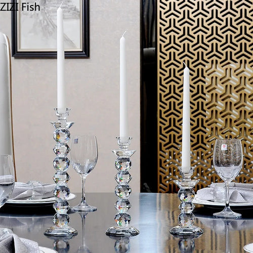 bougeoir en verre cristal accessoires pour dîners aux chandelles - vue 3 sur 9