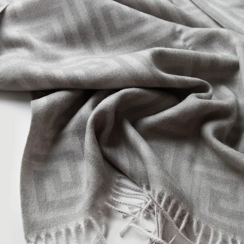 Plaid laine jacquard motif méandre style chinois chaud