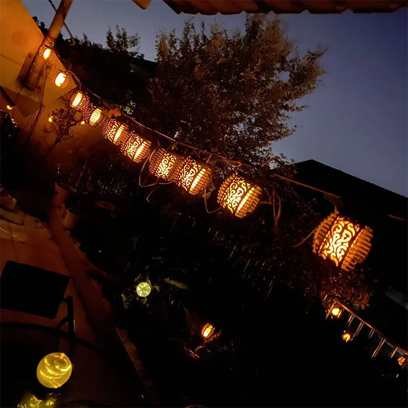 guirlande lumineuse solaire à led étanche pour extérieur avec boules décoratives - vue 6 sur 7