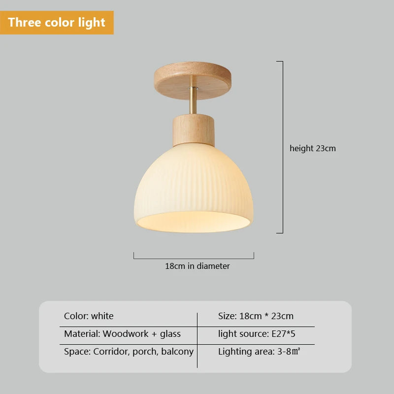 lustre en bois simple avec abat-jour en verre - vue 9 sur 12