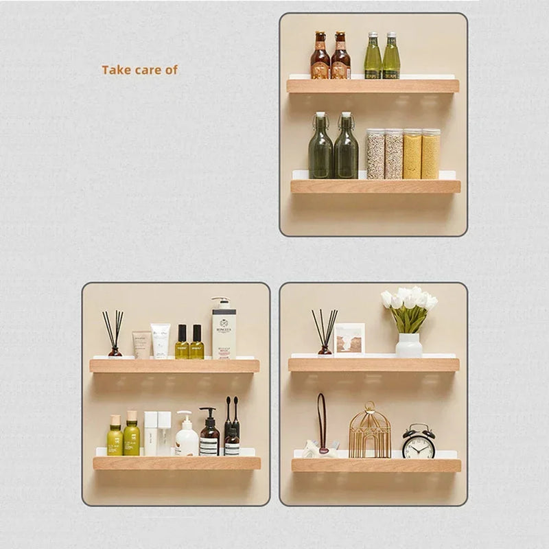 étagère en bois support d'angle sans perçage pour rangement