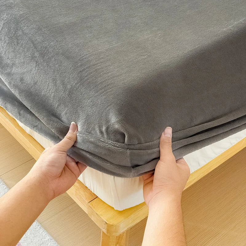 drap-housse en velours chaud avec bande élastique 360 degrés