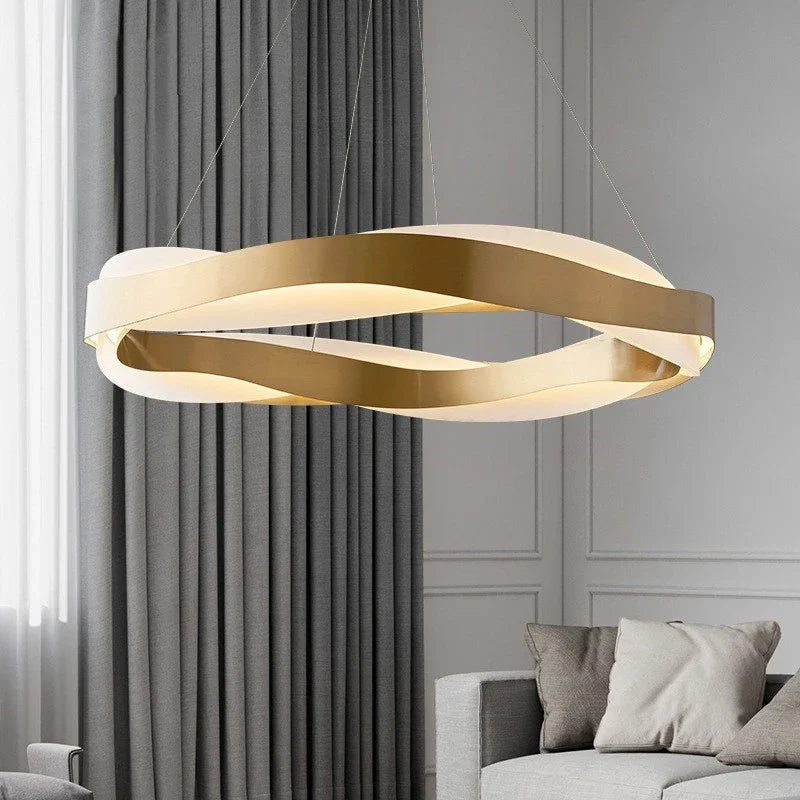 Lustres de cercle noir d'or de luxe décoration de la maison suspension pour salon Restaurant Hall lampes suspendues de plafond en acrylique - vue 6 sur 12