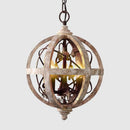 lustre en bois style campagne américaine avec détails en cristal