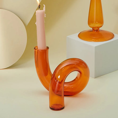 bougeoir conique en verre pour décoration intérieure festive - vue 11 sur 17