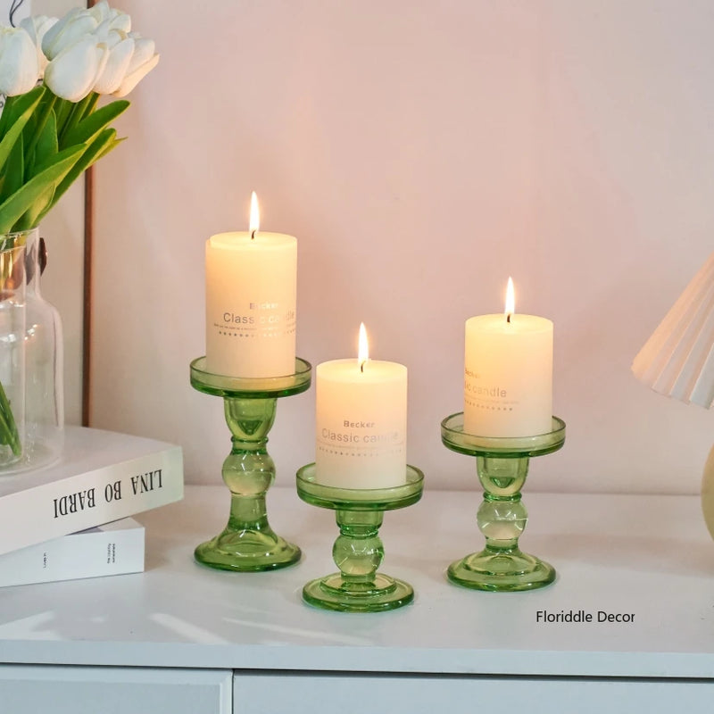 bougeoir en verre vintage pour décoration de mariage et intérieure