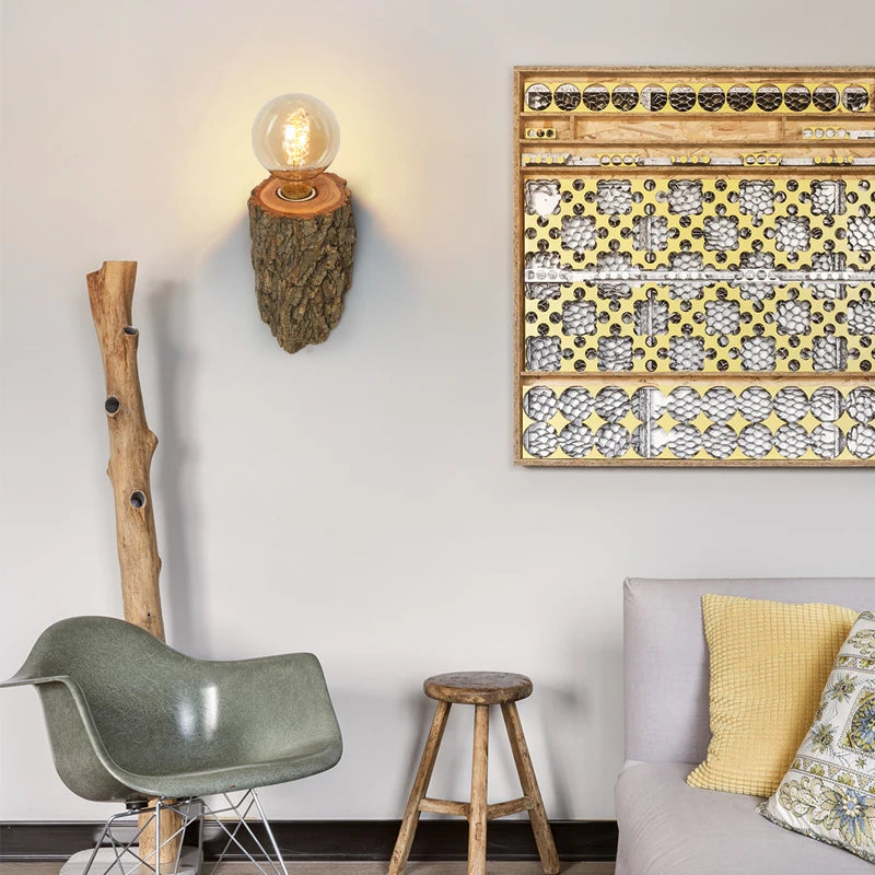 applique murale led en bois massif design nordique pour hôtel ou restaurant - vue 5 sur 8
