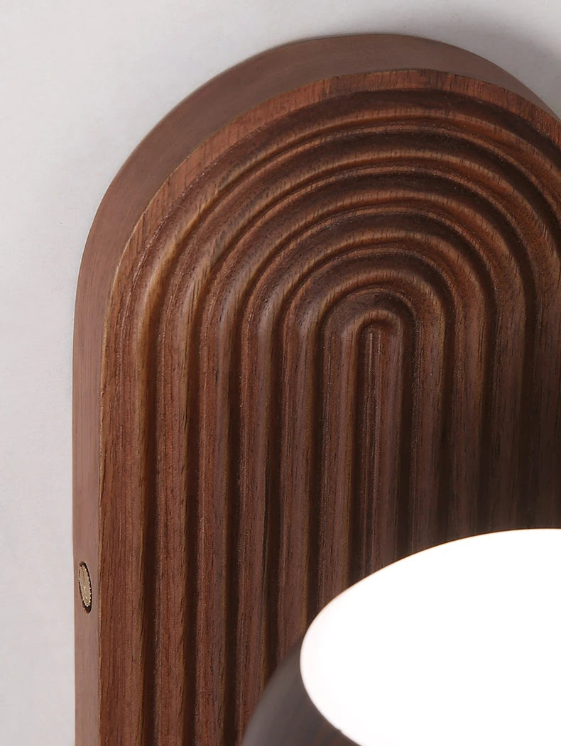 applique murale chinoise noyer noir boule lumineuse luxe bois massif nouvelle collection - vue 3 sur 6