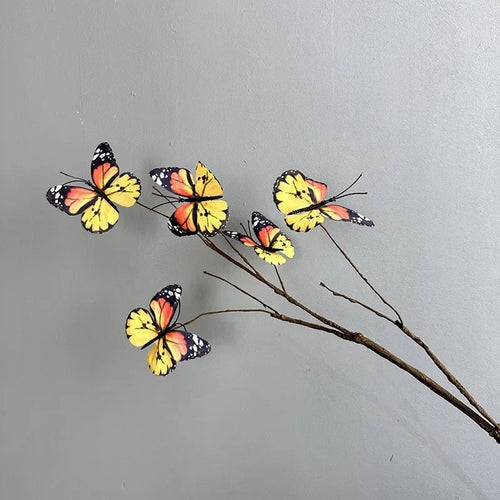 branche de papillon artificielle avec fausses fleurs décoratives pour jardin