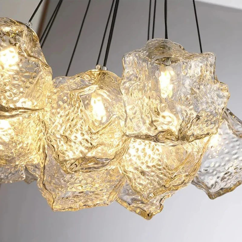 Lava Ice Cube Walnut Glass Bedside Chandelier, Lava Glass Table Lamp for Hallway Entry Bedroom Living Room Lighting  Home Light - vue 7 sur 17