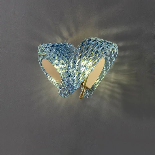 lustre led art deco verre bleu