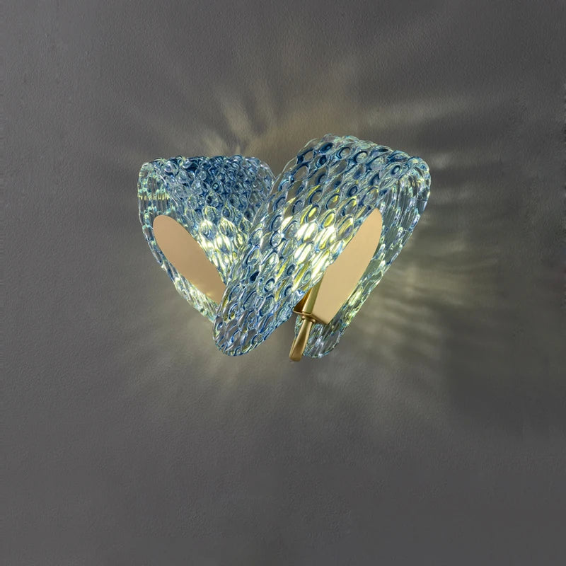 lustre led art deco verre bleu - vue 5 sur 21