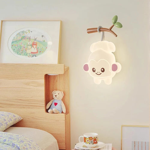 applique murale mignonne en forme de singe et ours pour enfant - vue 2 sur 9