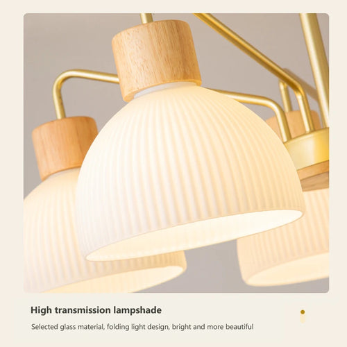 plafonnier led minimaliste en bois et verre pour restaurant ou café