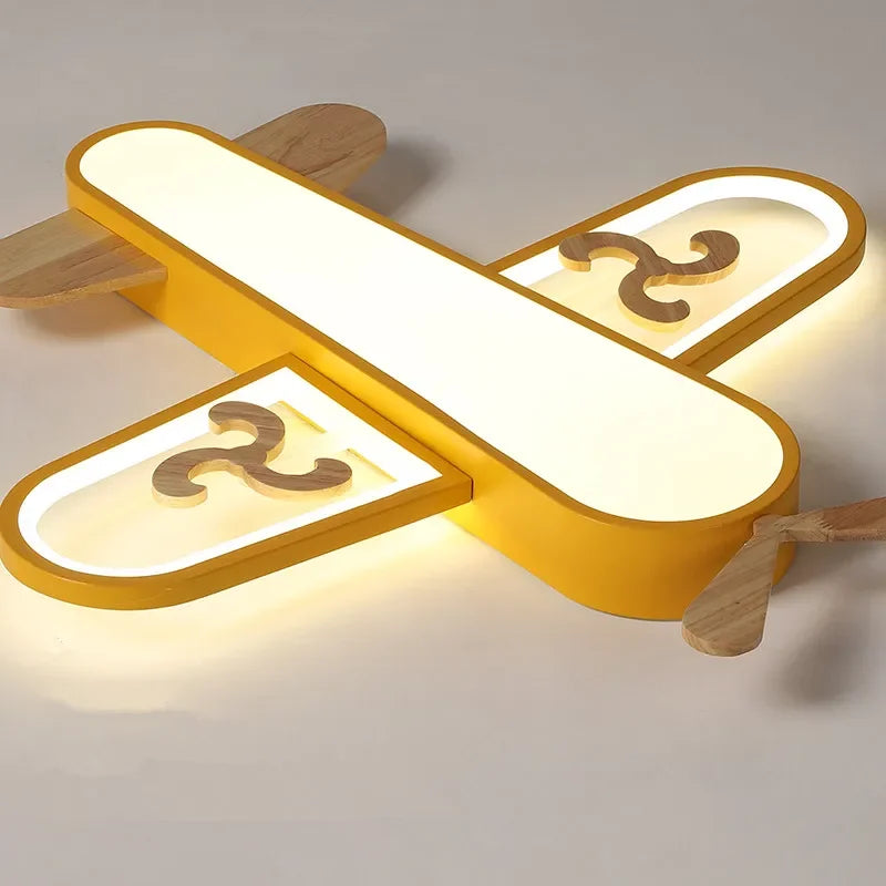 plafonnier en bois minimaliste avion pour chambre d enfants - vue 5 sur 9