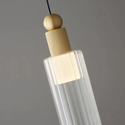 suspension moderne en verre et cuivre avec 3 cordons interchangeables - vue 6 sur 8