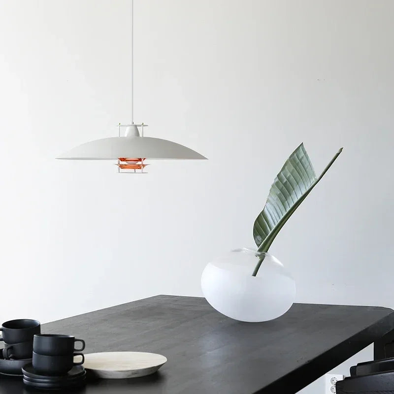 Nordic Circular Pendant Light, Modern Dining Room, Bedroom, Bar Counter, LED Pendant Light, White Warm Light 45cm Light - vue 5 sur 8