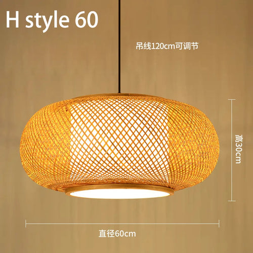 lustre style chinois fait main en bambou tissage pastoral vintage - vue 27 sur 30