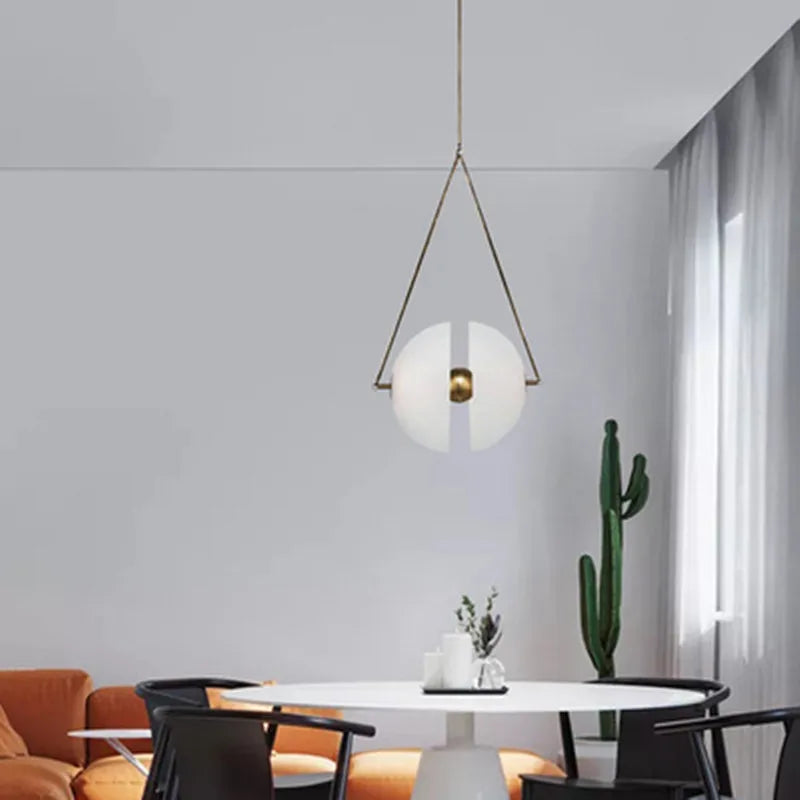 Suspension LED en verre blanc lait - vue 6 sur 7