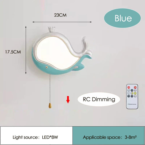 applique murale baleine mignonne pour chambre d enfant - vue 10 sur 9