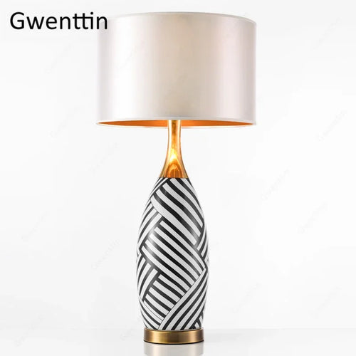 lampe à poser moderne en céramique motif zèbre pour décoration intérieure - vue 4 sur 7