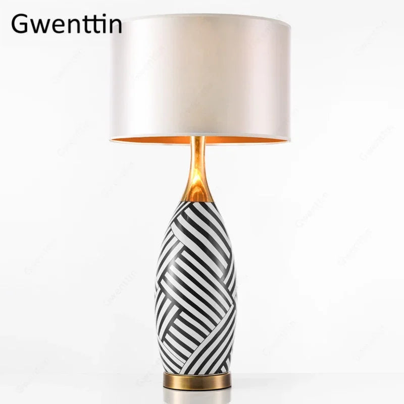 lampe à poser moderne en céramique motif zèbre pour décoration intérieure - vue 4 sur 7