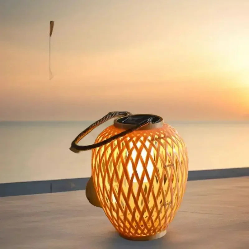 lampe extérieure solaire imitation bambou pour jardin décoratif - vue 7 sur 8