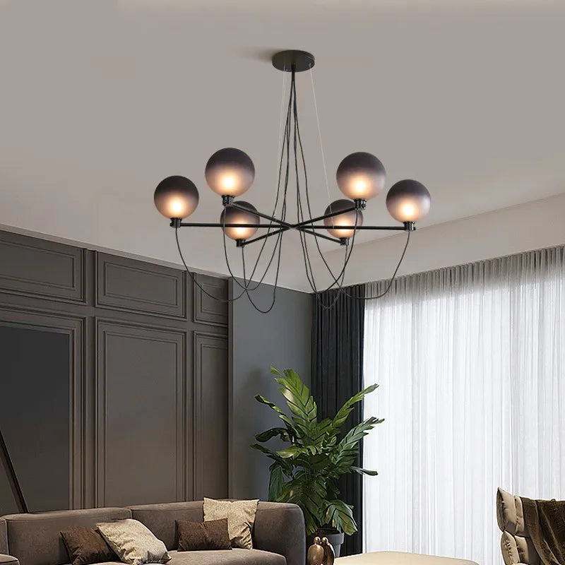lustre nordique boule en verre style industriel rétro - vue 4 sur 7