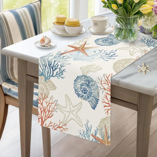 Chemin de table lin motif ocean style nautique - vue 6 sur 6