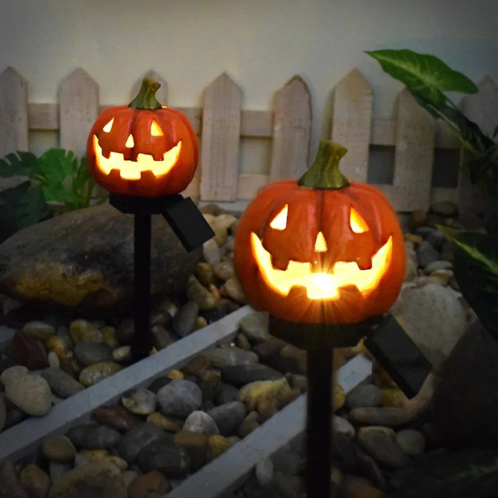lampe solaire décorative halloween tête de mort corbeau citrouille jardin - vue 4 sur 8