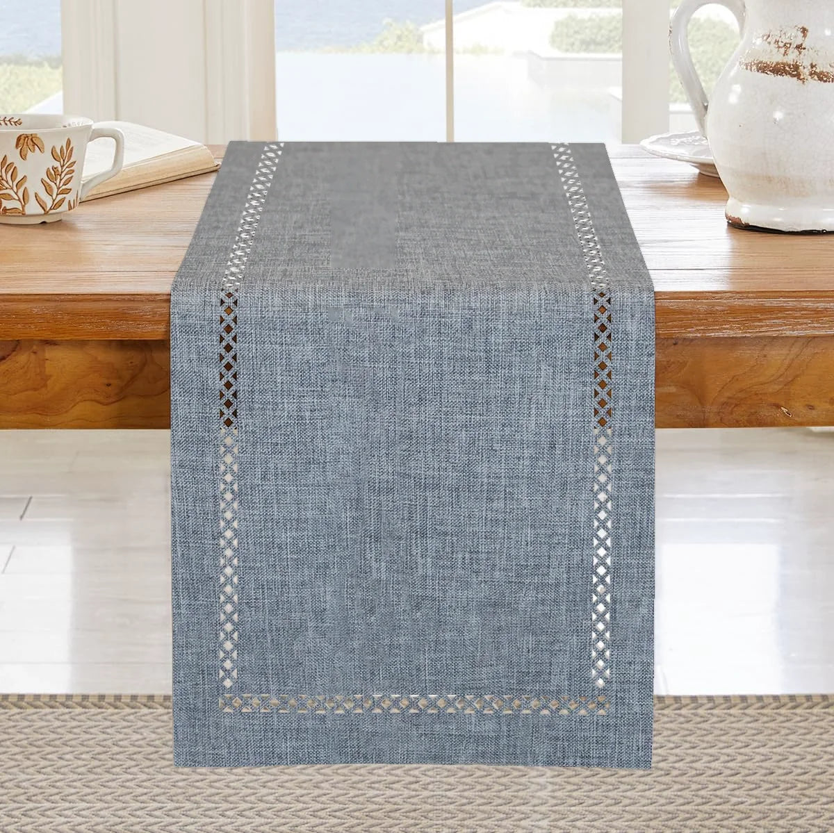 Chemin de table lin ajoure style moderne - vue 11 sur 13