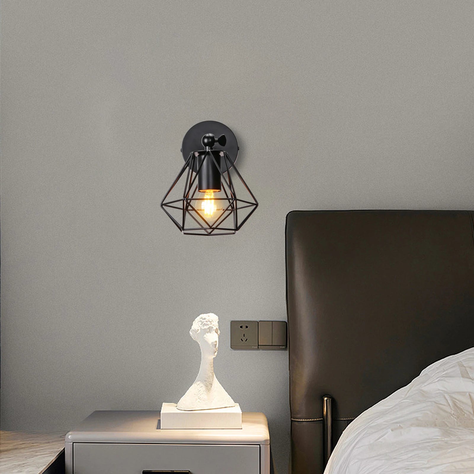 applique murale loft industriel led vintage cage abat-jour - vue 3 sur 10