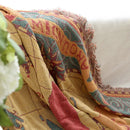 Plaid bohème motif carte du monde tricot canapé