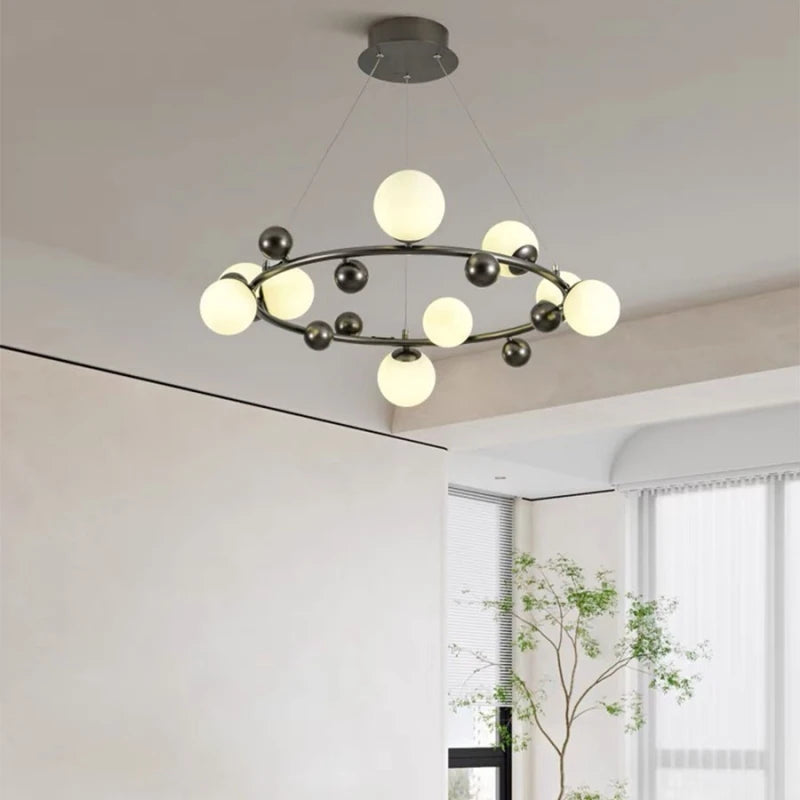 lustre d'intérieur moderne en métal et verre réglable