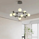 suspension moderne en métal et verre blanc design élégant et réglable