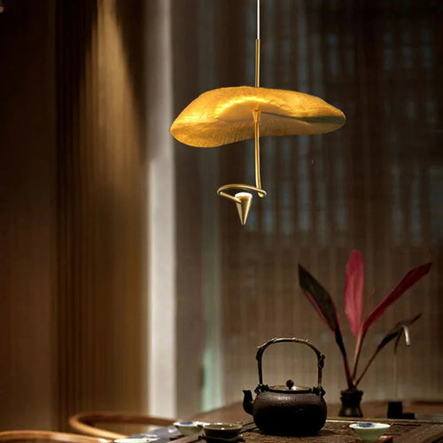lustre art déco led en cuivre avec fil réglable - vue 4 sur 10