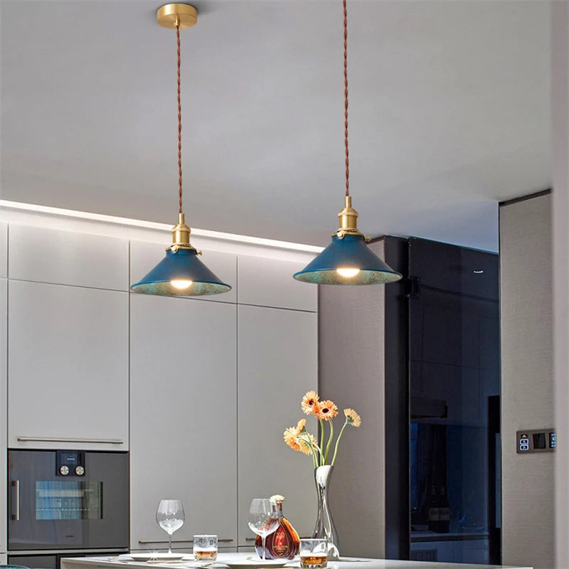 suspension loft luminaire vintage industriel avec abat-jour en métal - vue 6 sur 12