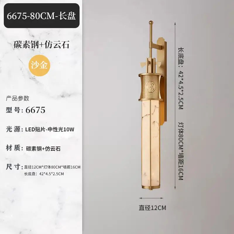 applique murale en marbre style chinois avec éclairage led design - vue 10 sur 14