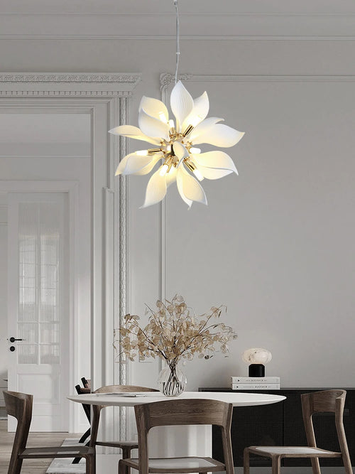 lustre carré en céramique avec pétales de fleurs suspendu - vue 4 sur 14
