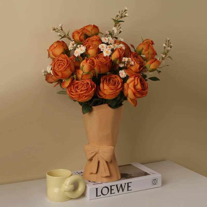 bouquet de roses artificielles en soie pour décoration intérieure mariage - vue 6 sur 9