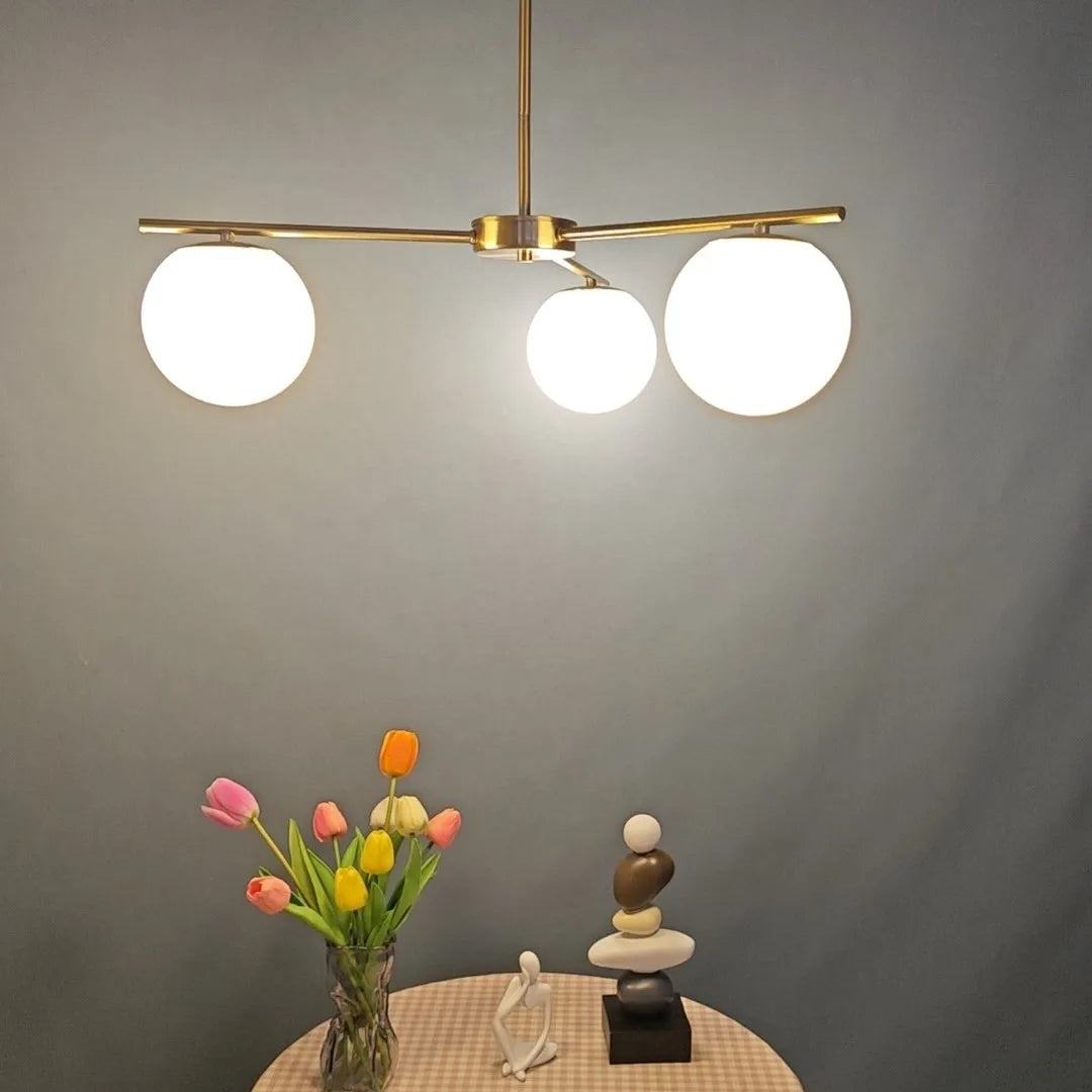 lustre nordique moderne en verre laiteux pour décoration maison - vue 3 sur 7