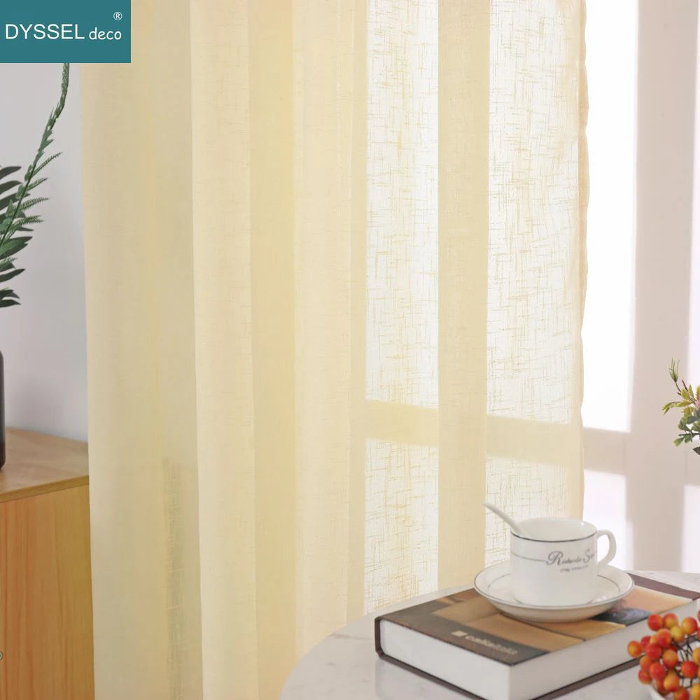 Voilage léger effet lin rayé pour salon chambre - vue 2 sur 6